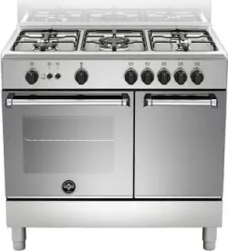 LA GERMANIA AMN9P5GXV - CUCINA ACCIAIO INOX, 5 FUOCHI GAS, FORNO GAS VENTILATO, VANO STIPETTO, 90X60 CM, CLASSE A+