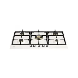Piano Cottura ad Incasso Bertazzoni P905CHERAX 90 Cm 5 Fuochi Gas Wok Centrale Griglie in Ghisa Serie Heritage Avorio Finiture Inox