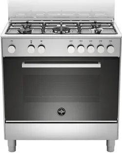 LA GERMANIA Cucina a Gas 5 Fuochi Forno Elettrico Multifunzione con Grill Larghezza x Profondità 80x50 cm colore Inox - FTR855EXV Serie Futura