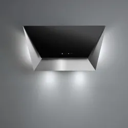 Cappa Falmec A Parete Prisma Finitura Acciaio Inox E Vetro Nero Da 85 Cm