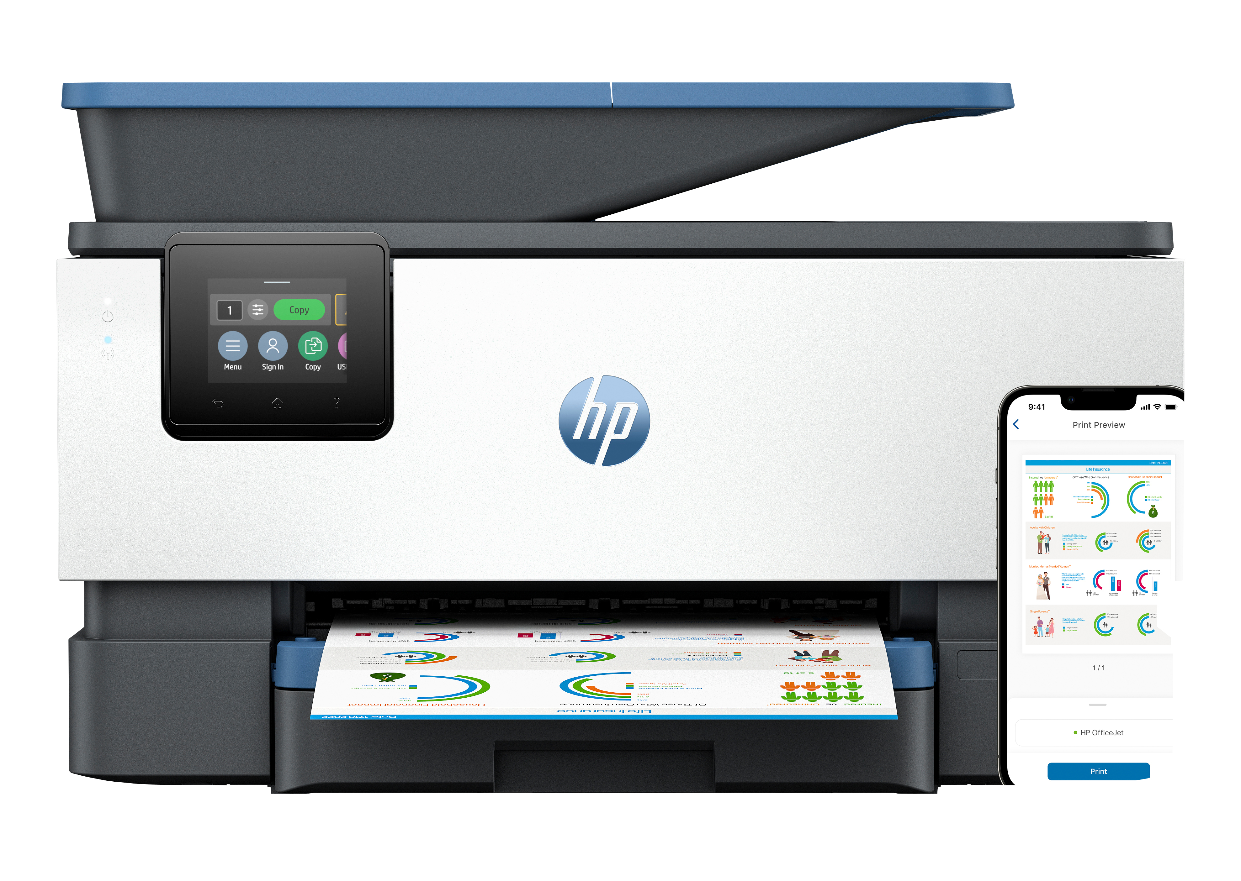 HP OfficeJet Pro 9125e Wireless All-in-One Colore Stampante, Instant Ink; Stampa fronte/retro