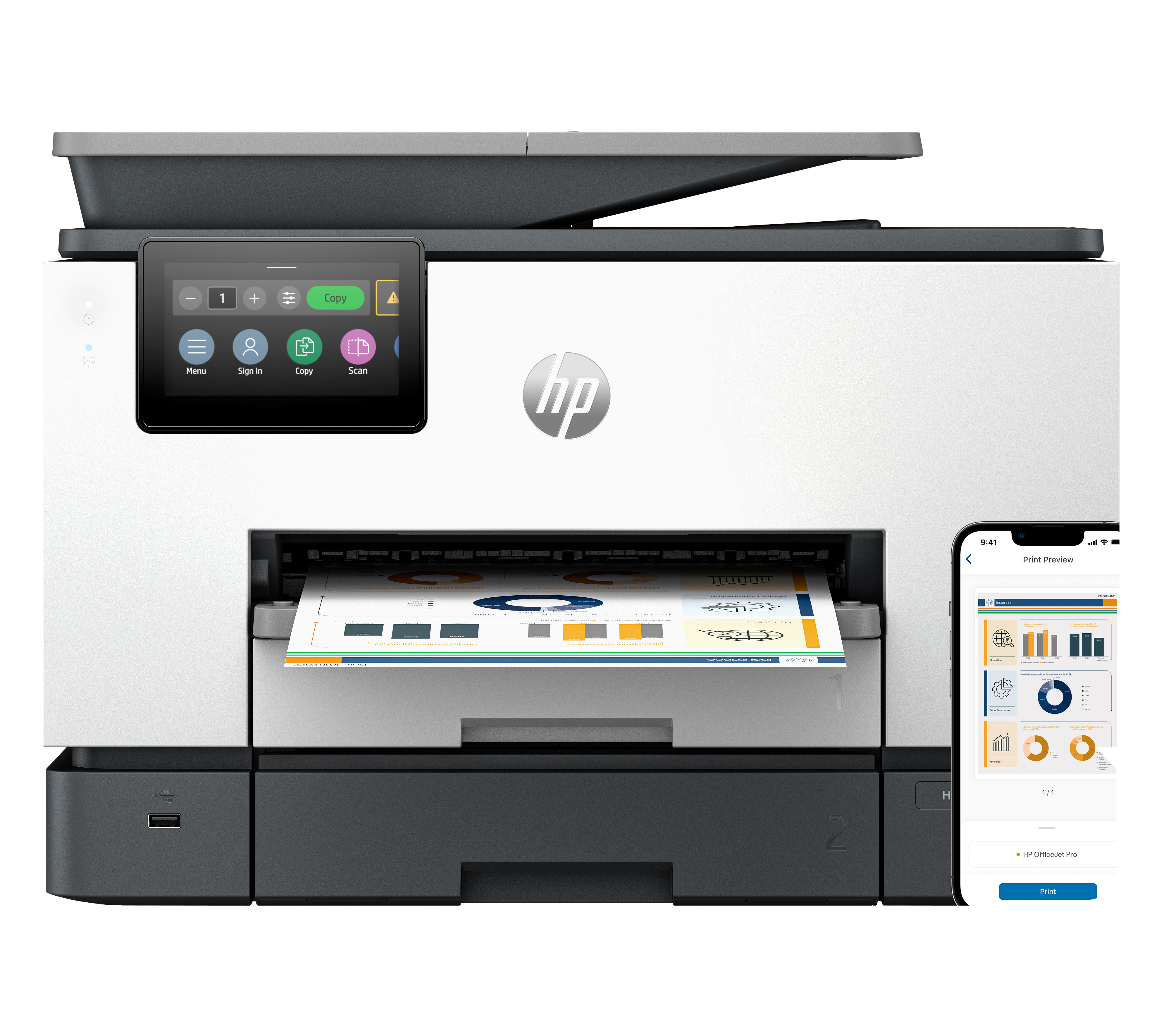 HP OfficeJet Pro 9130b Wireless All-in-One Colore Stampante, Stampa fronte/retro; fotocopiatrice, scanner